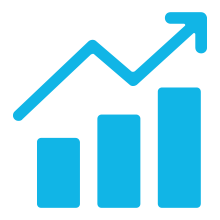 A bar graph showing growth