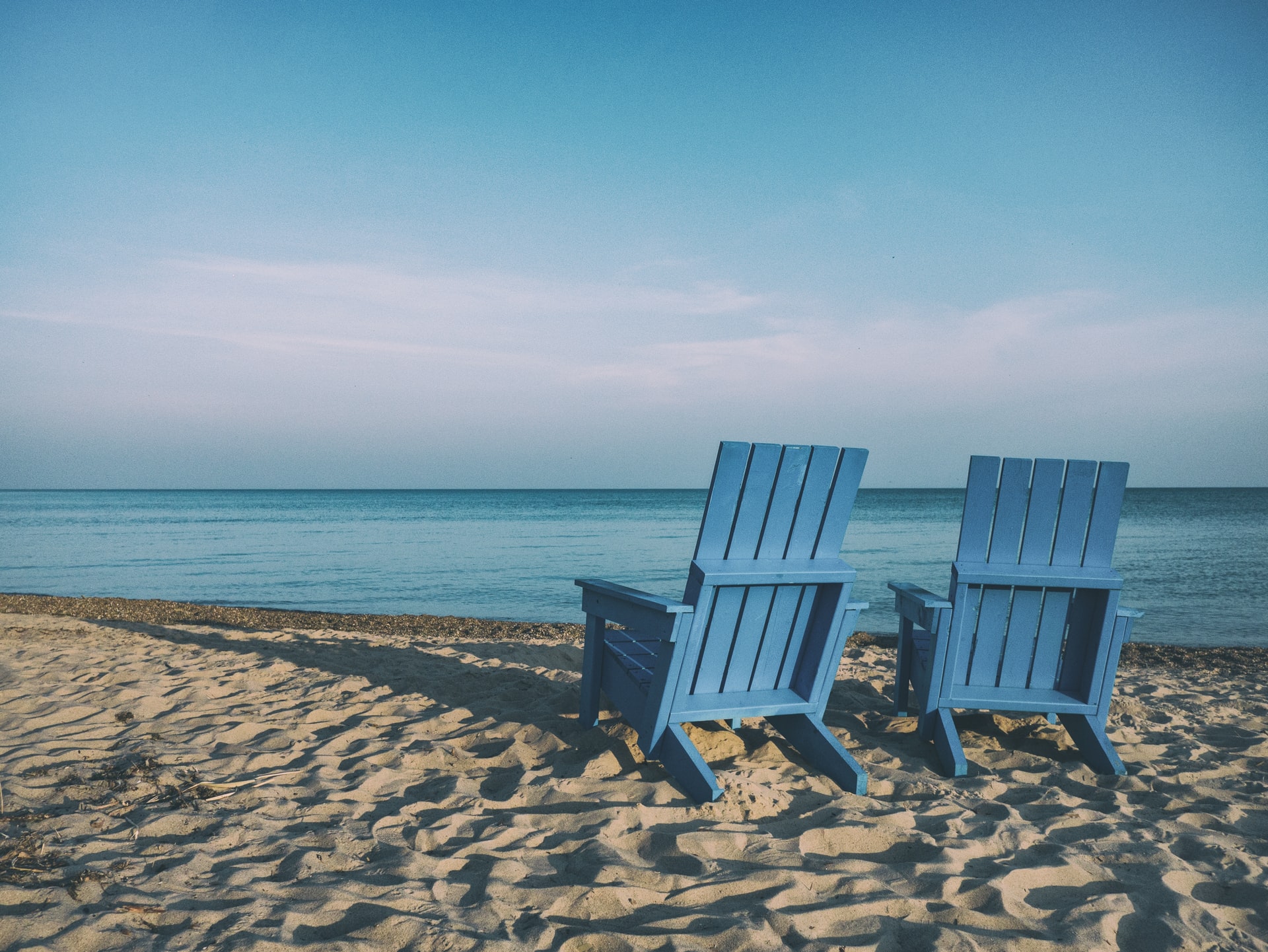Two Blue Beach Chairs