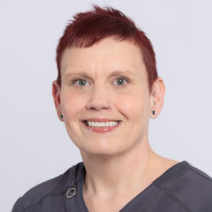 Shelley LeMarquand Portrait of Shelley LeMarquand veterinary assistant to MOVES veterinary surgeon Dr. Michaela Gruenheid